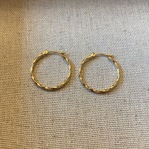14K Gold Twisted Hoop Earrings